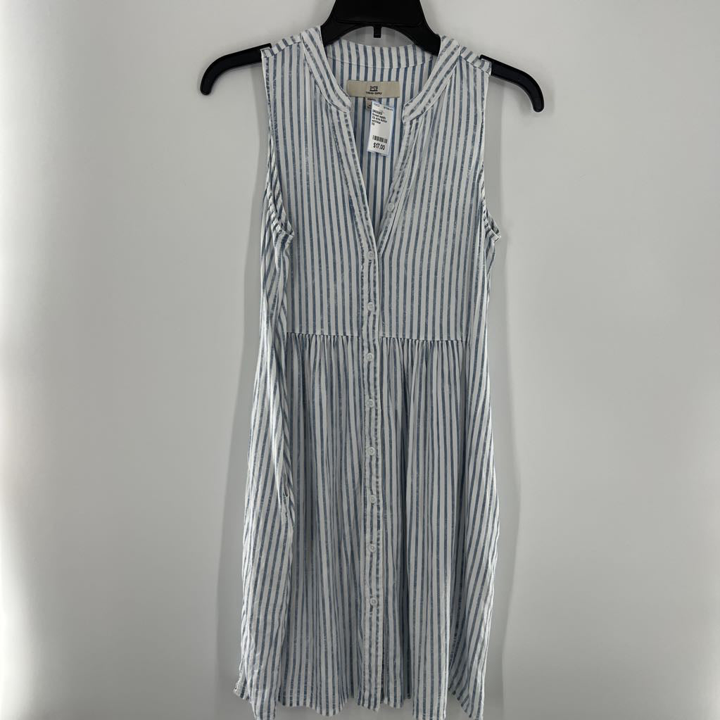 XS slvls button stripe shirt dress