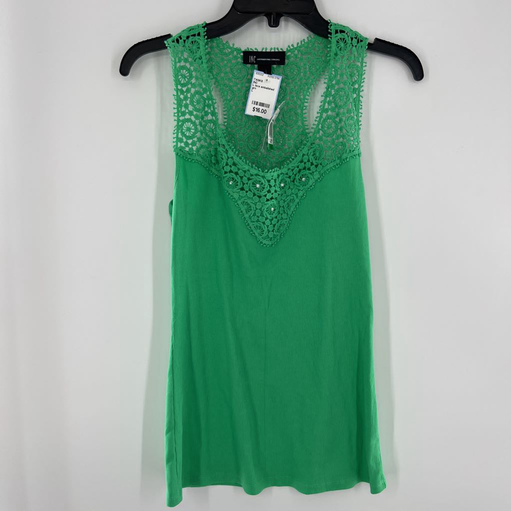 L lace embelished ribbed tank