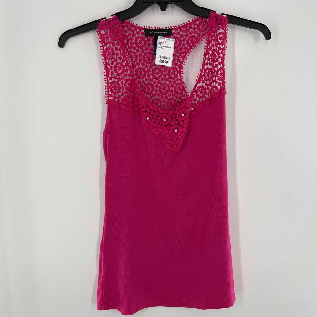 L lace embelished ribbed tank