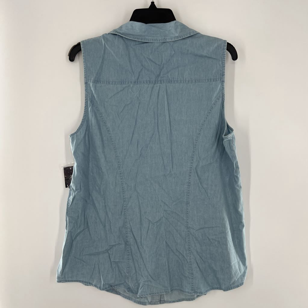 L denim button down slvls top