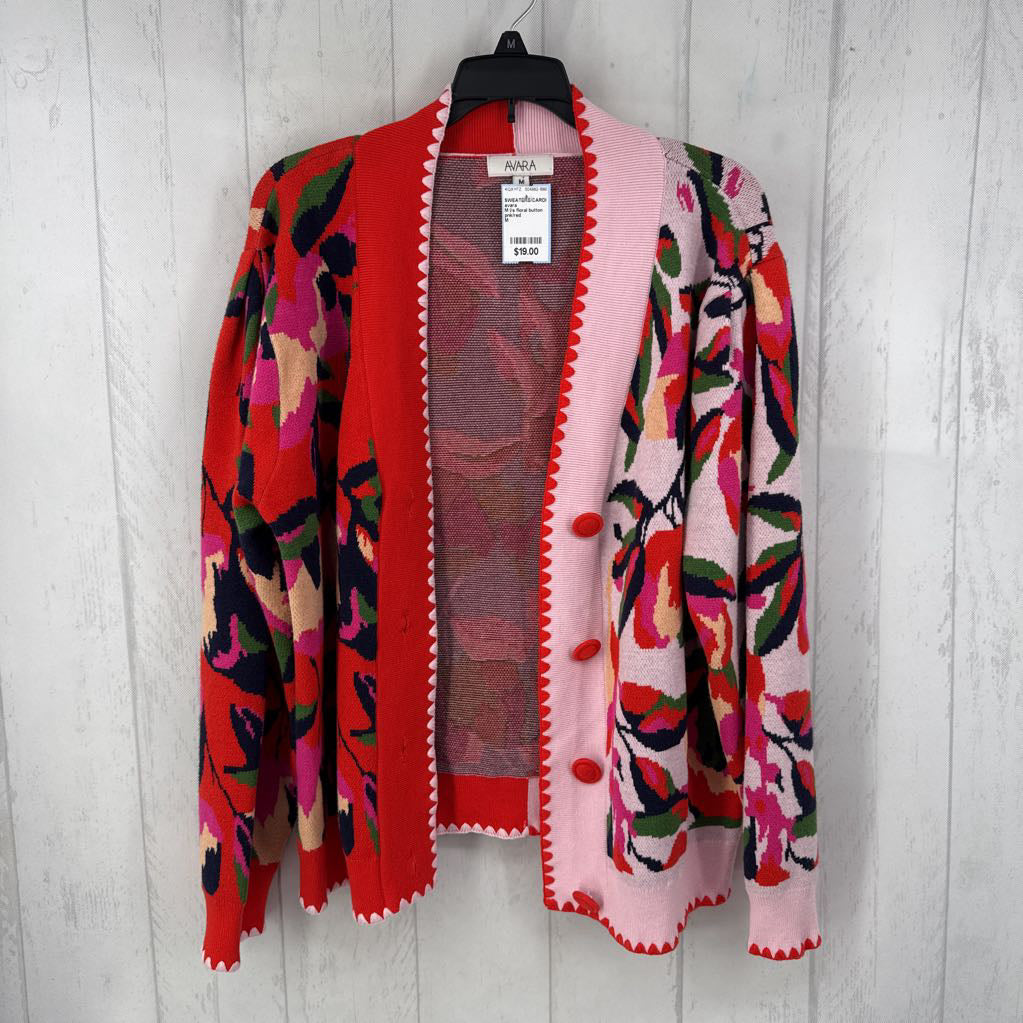 M l/s floral button cardigan