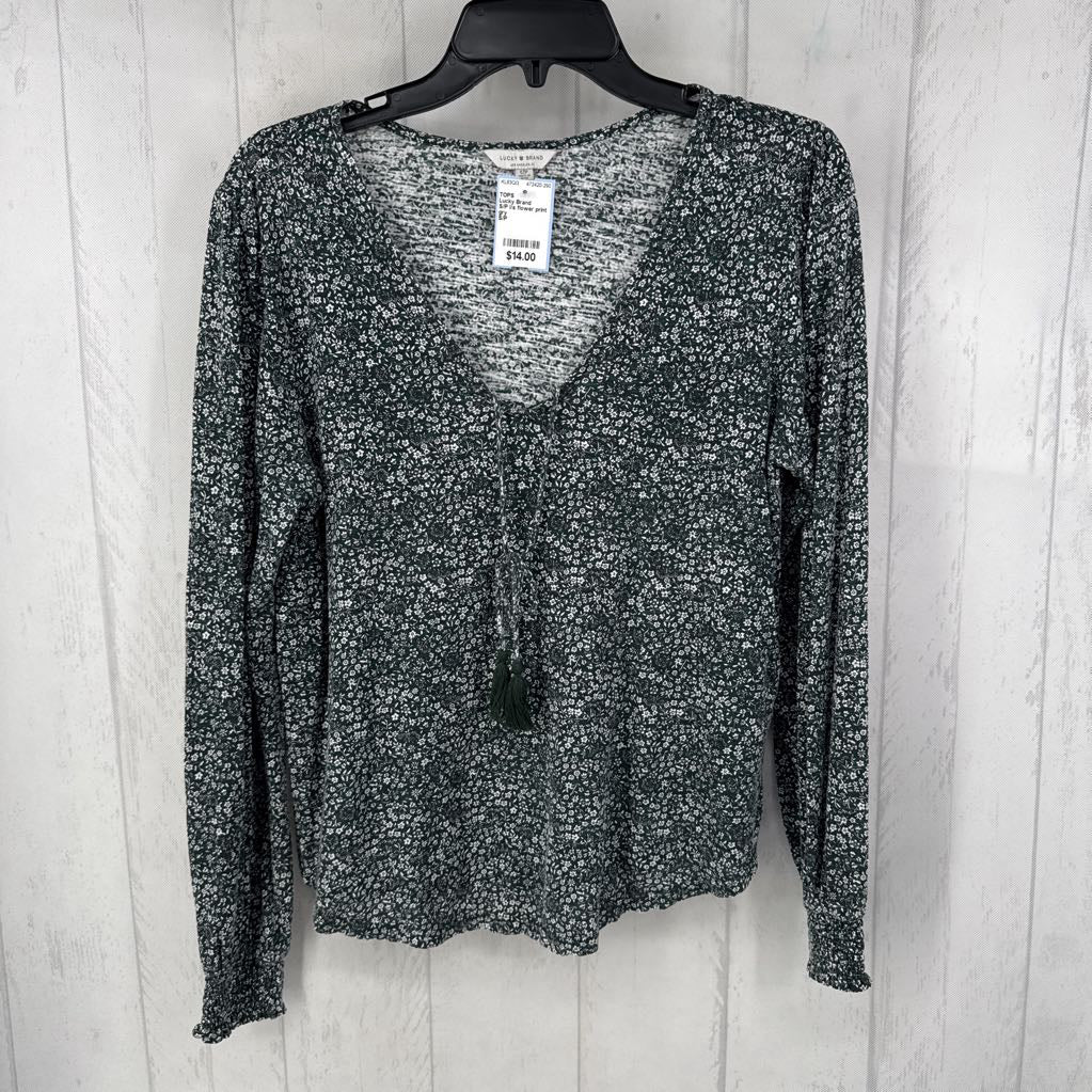 S/P l/s flower print v-neck top
