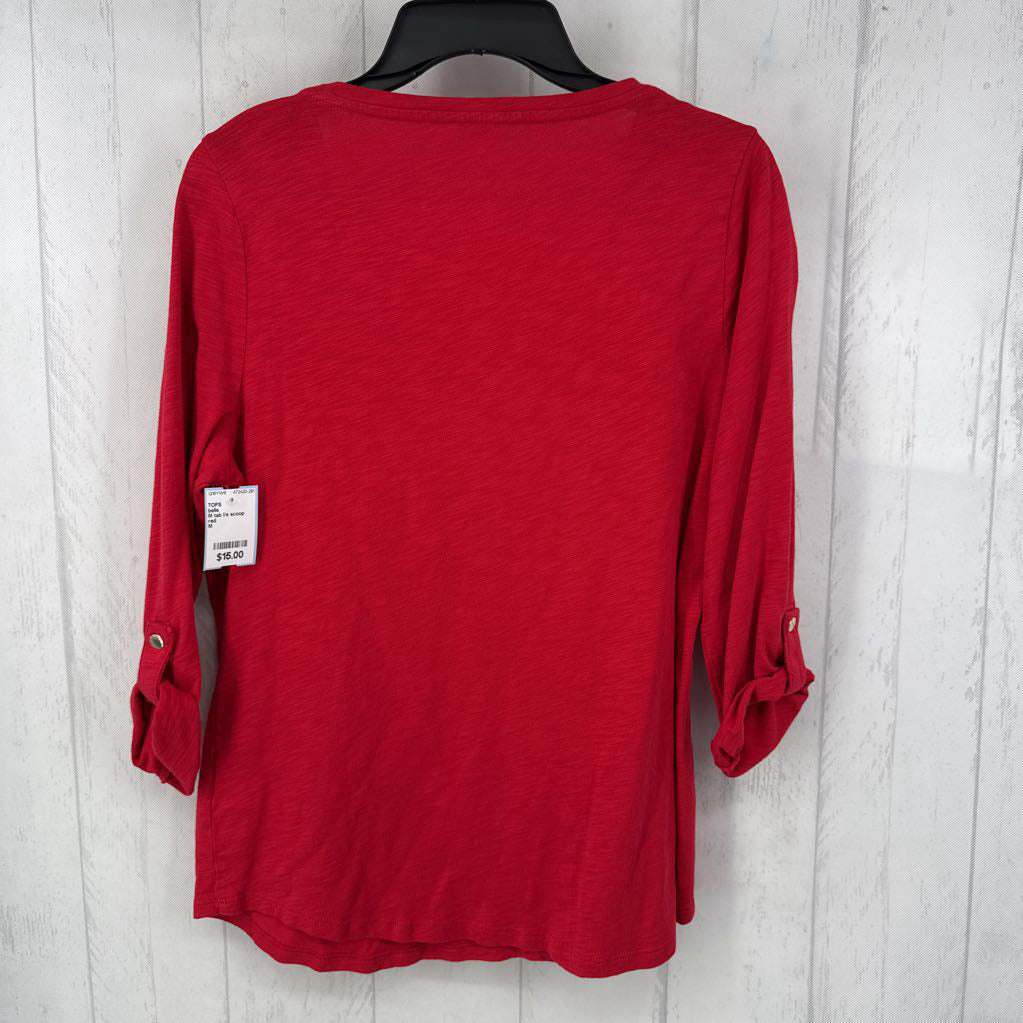 M tab l/s scoop neck top
