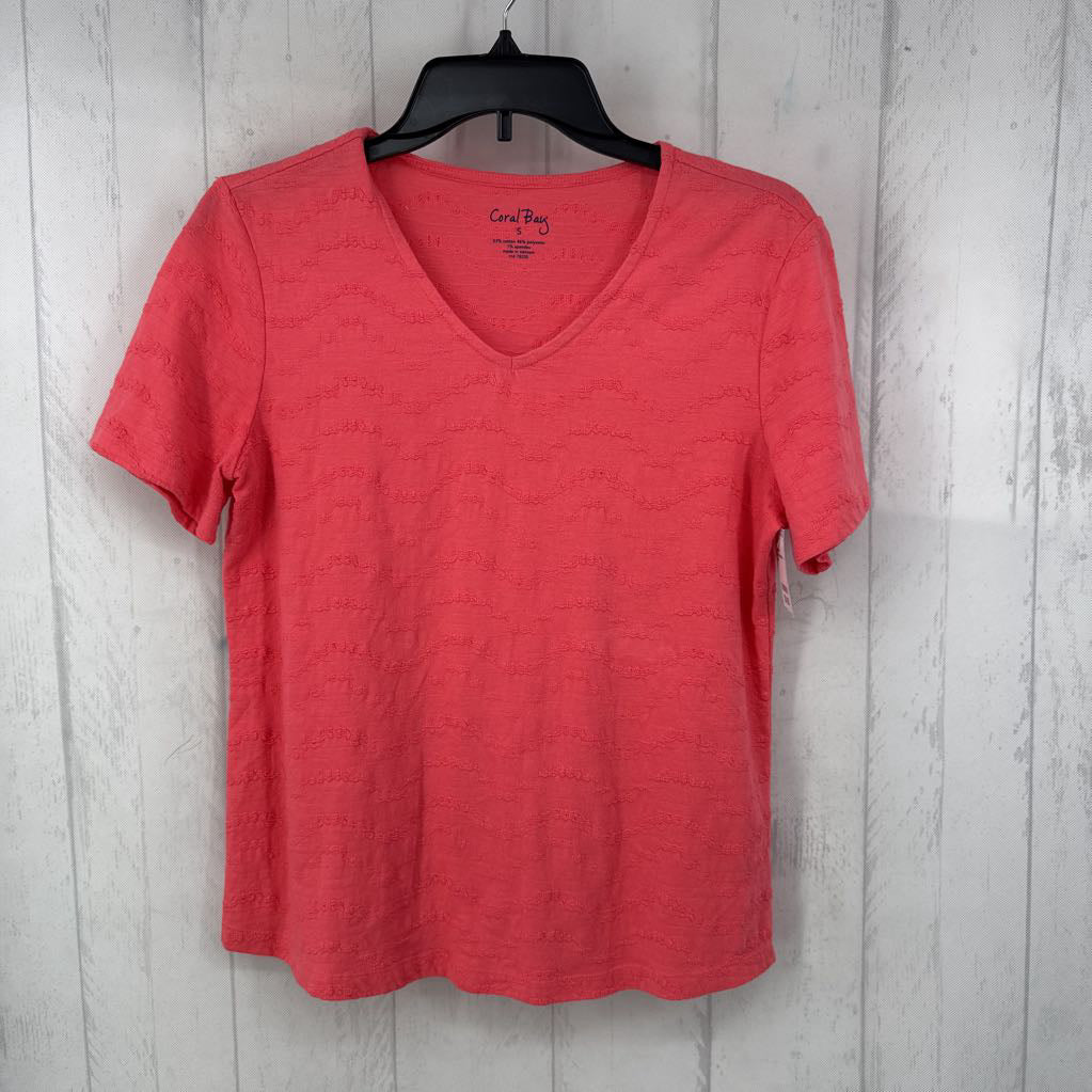 S s/s textured v-neck top