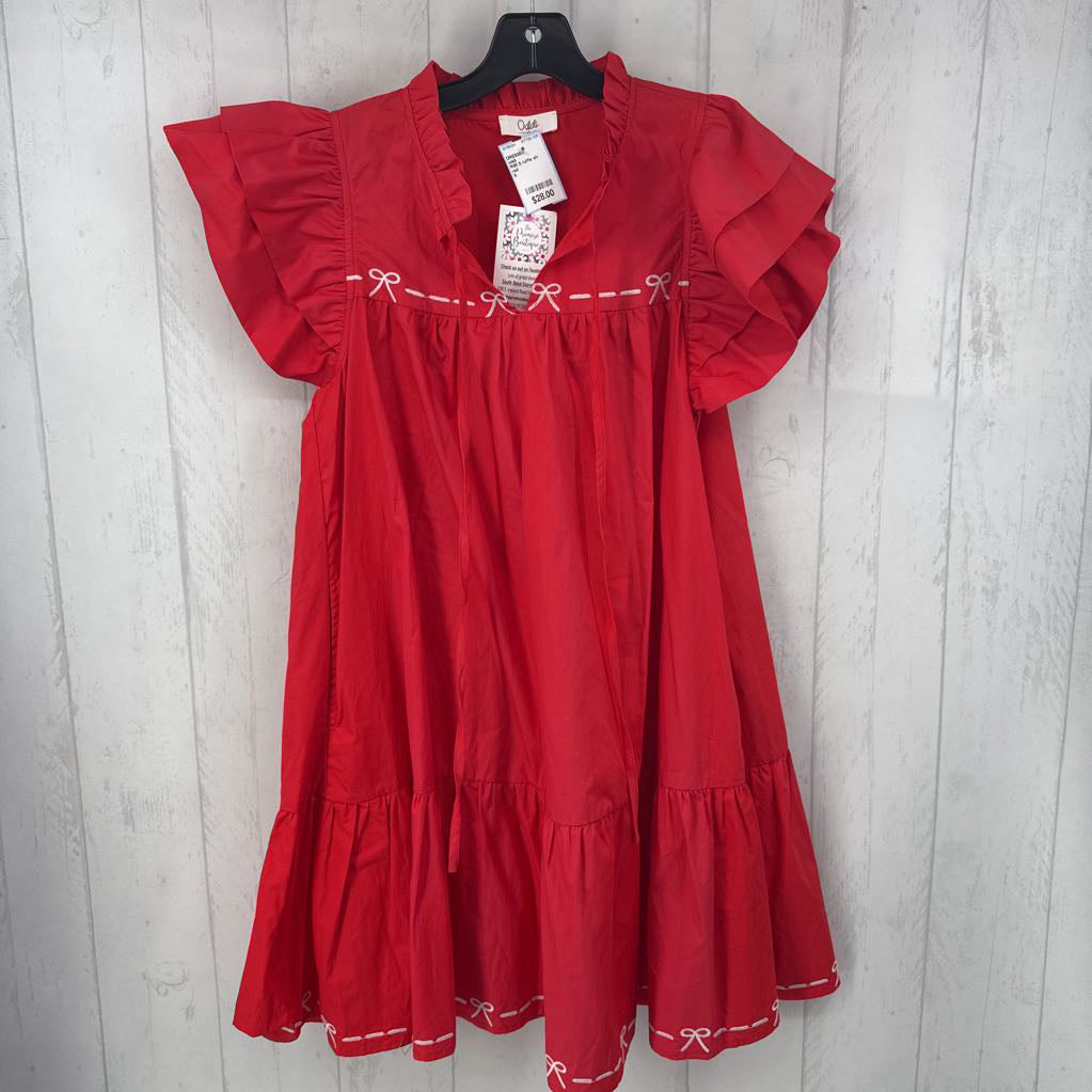R68 S ruffle slv bow dress