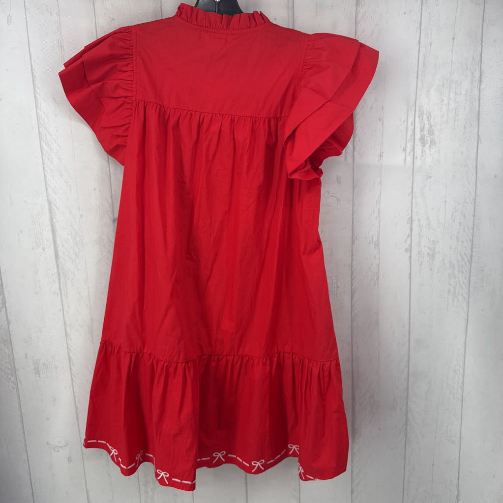 R68 S ruffle slv bow dress