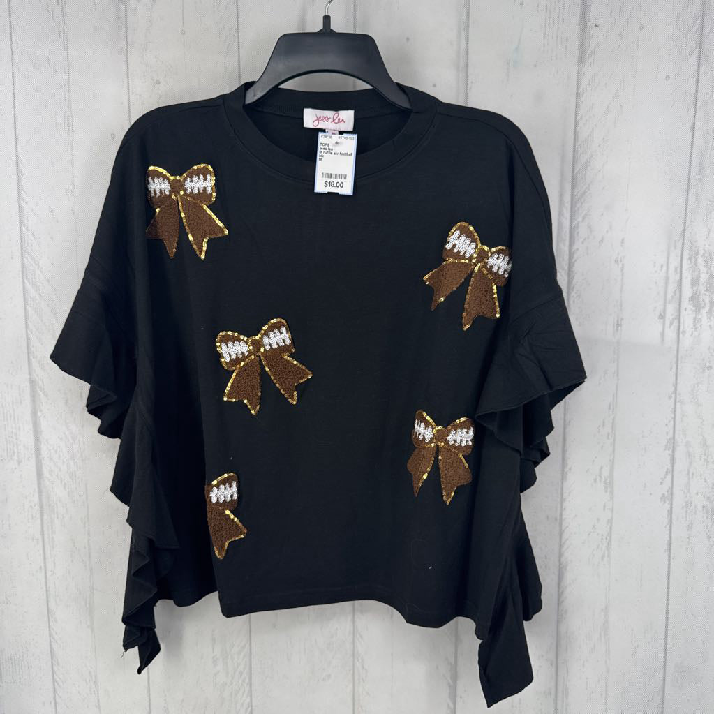 M ruffle slv football bow top