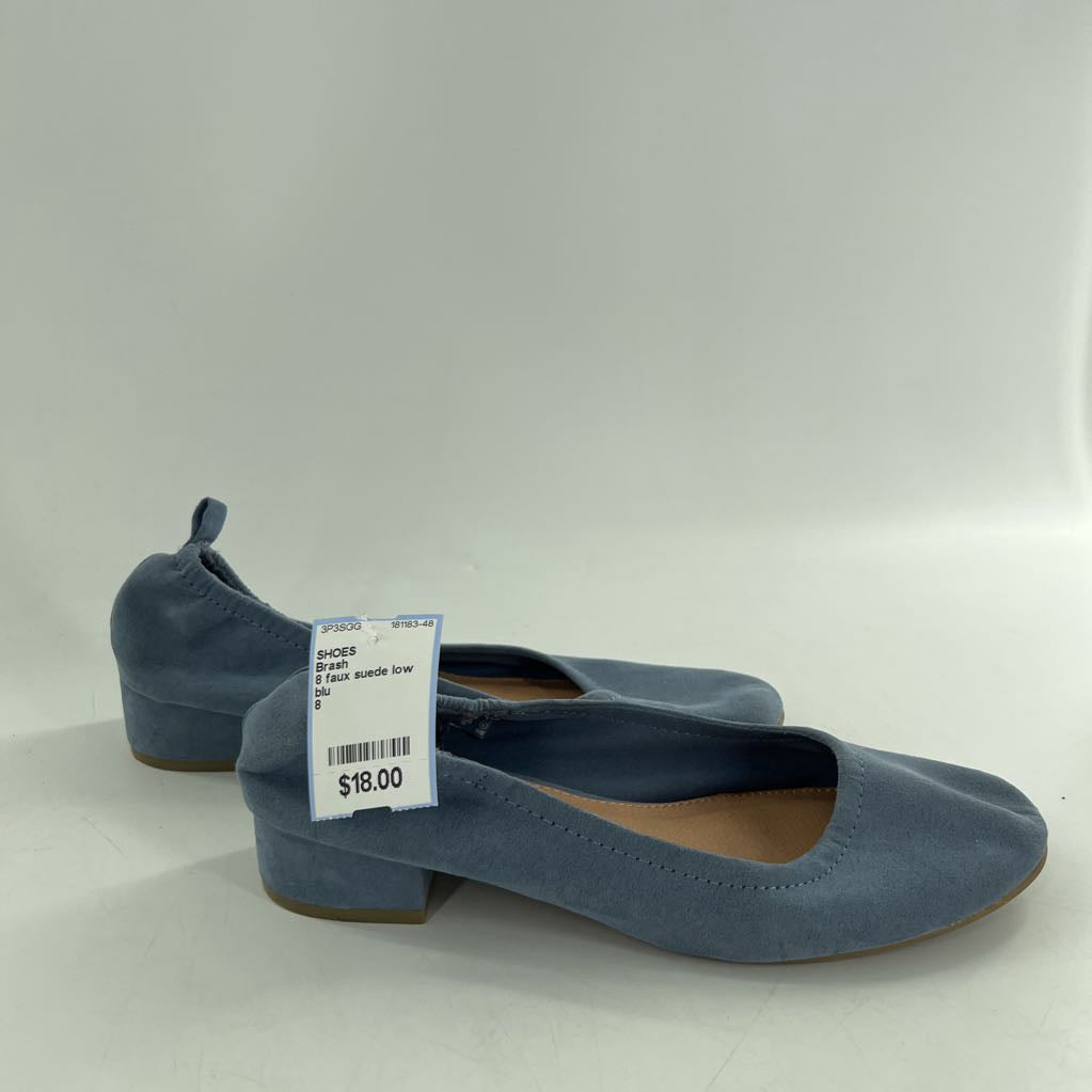 8 faux suede low heel slip-ons