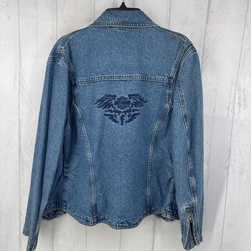 L Harley Davidson jean jacket