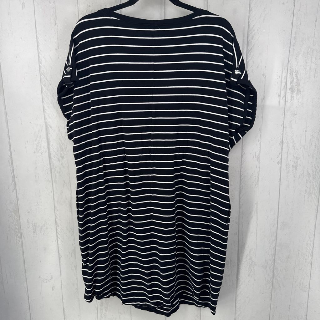 XXL s/s stripe drawstring dress