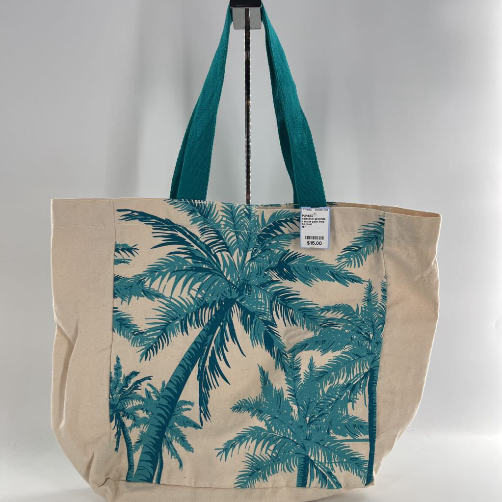 canvas palm tree tote bag