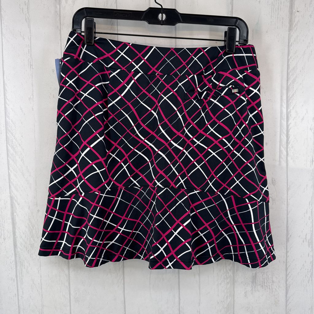 S checkered ruffle hem skort