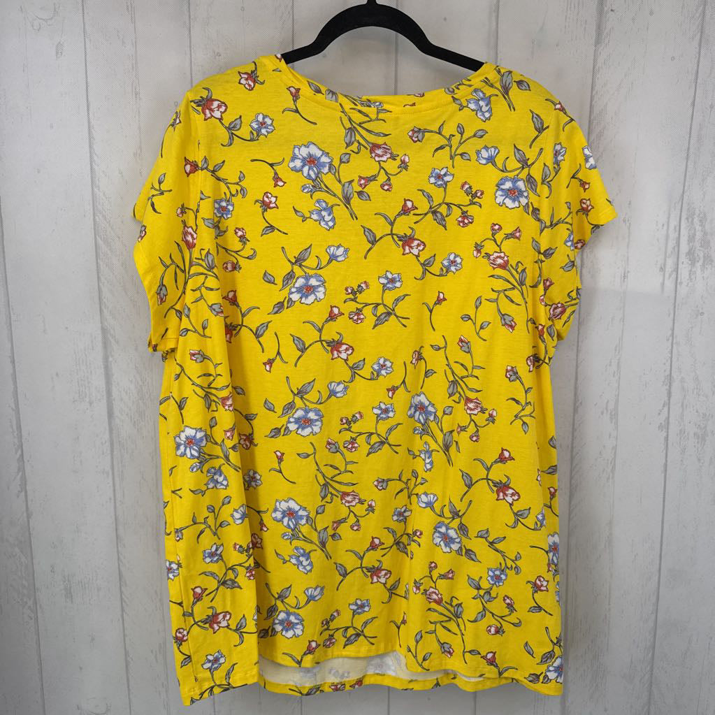 22/24 flo print v-neck s/s tee