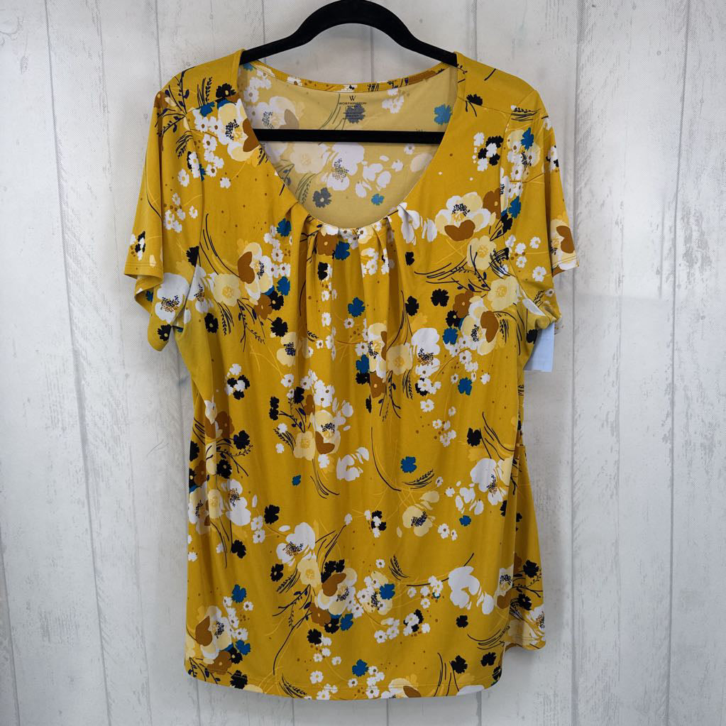 1X flo print scoop neck s/s tee