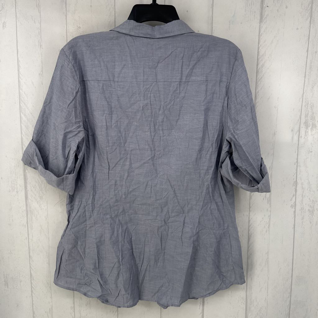 R60 14 chambray button down tab slv top