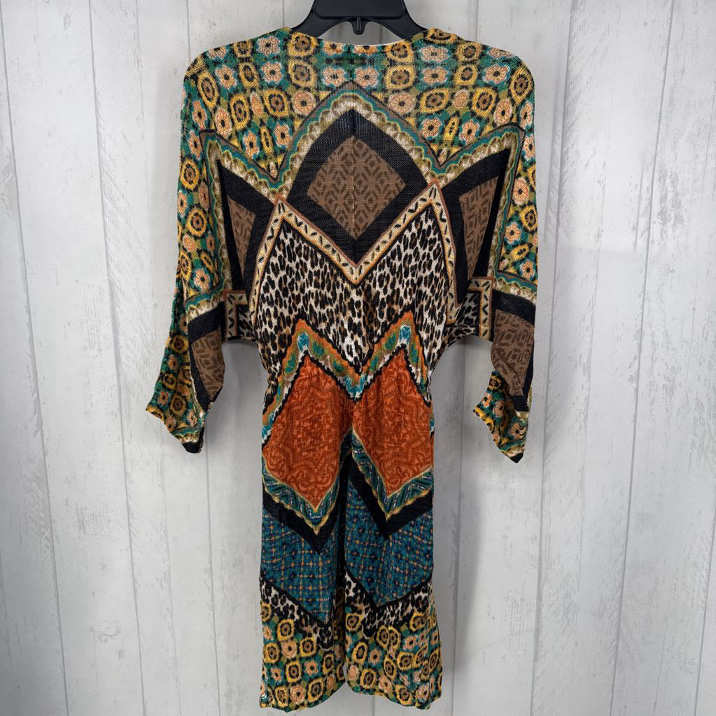 R109 M mixed animal print belted cardi