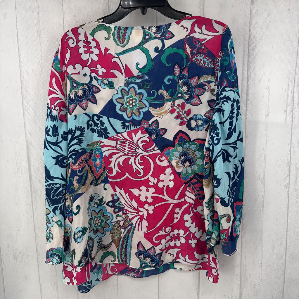 L flo print split slv top