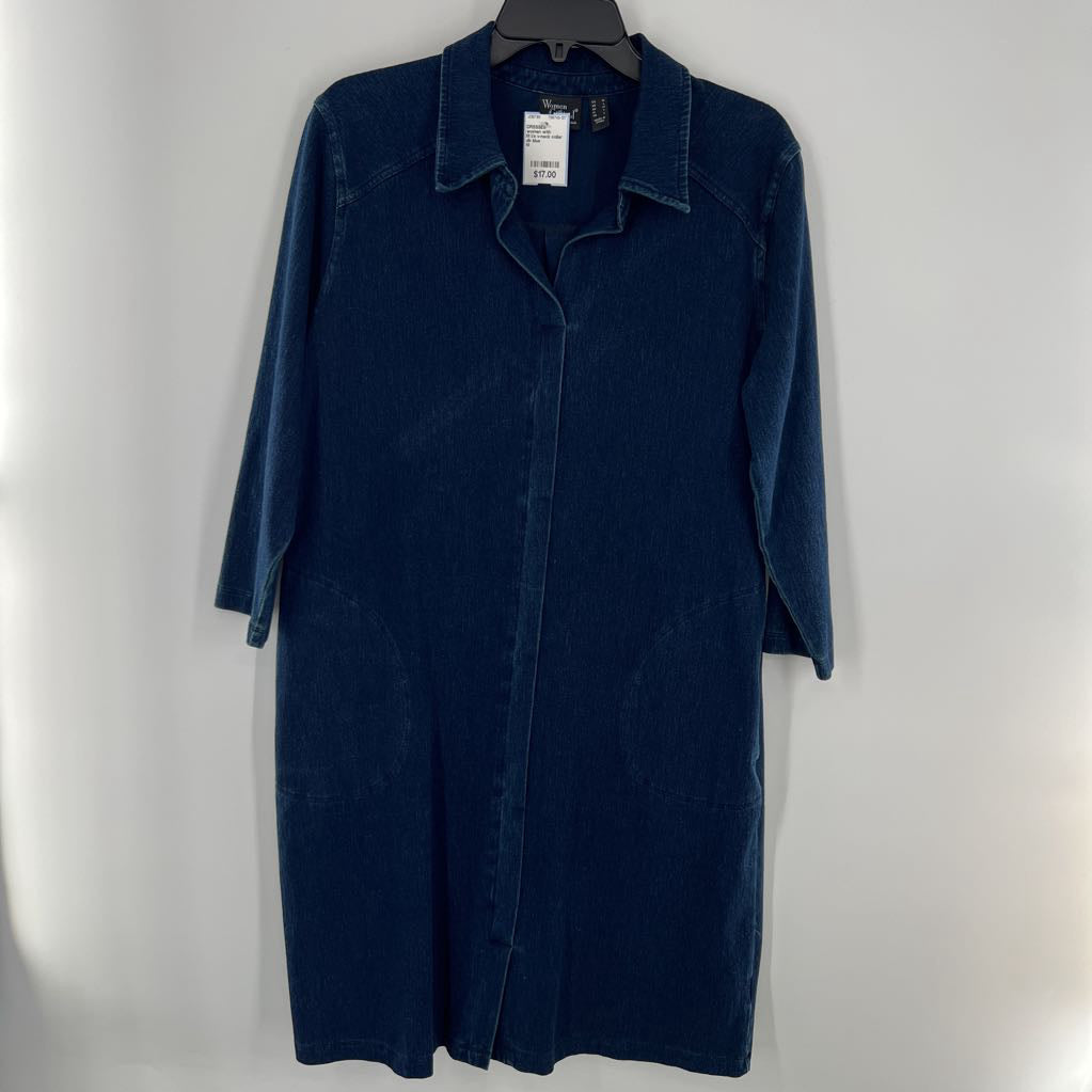 M l/s v-neck collar dress