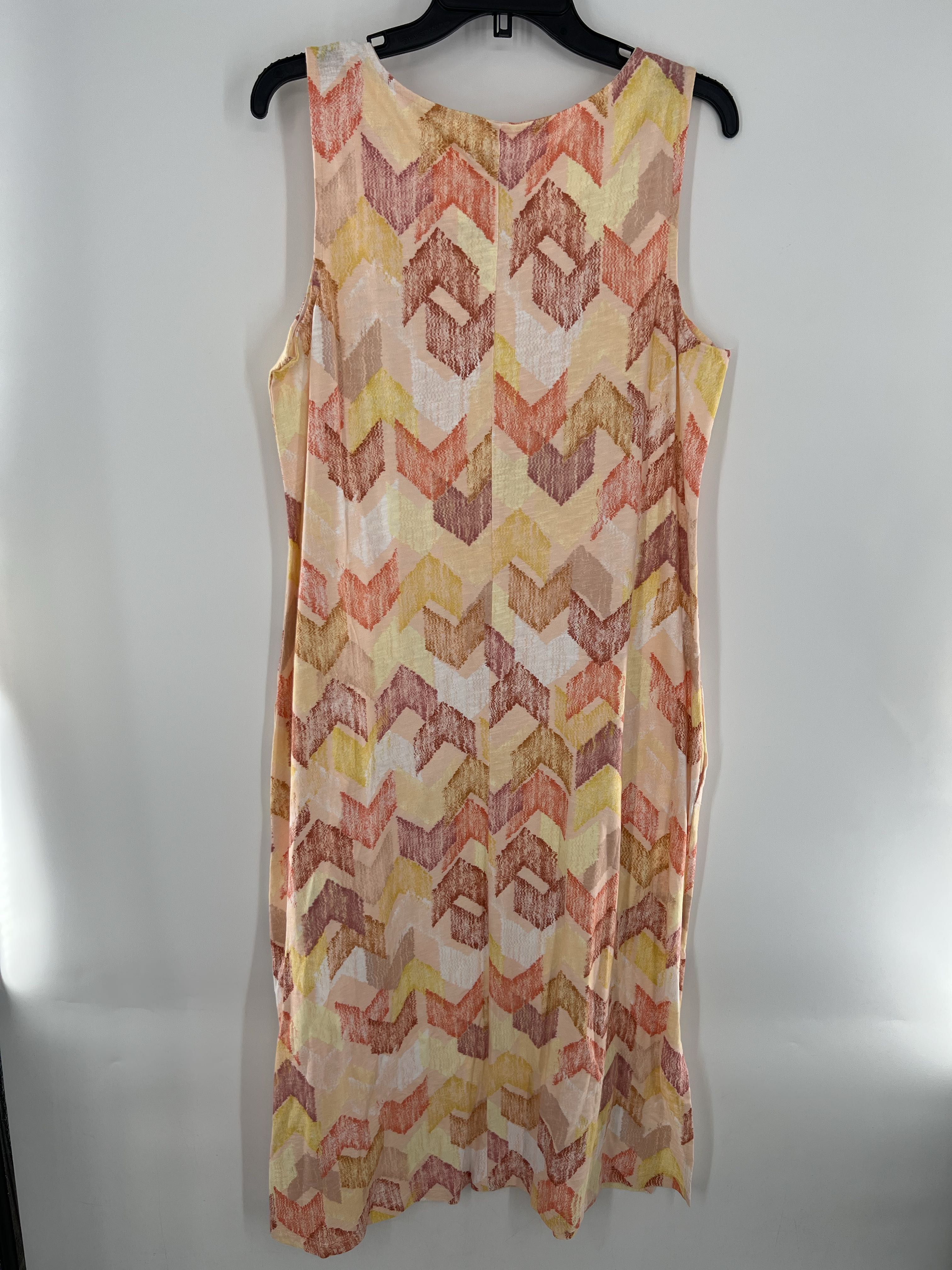 M abstract chevron pattern slvls maxi dress