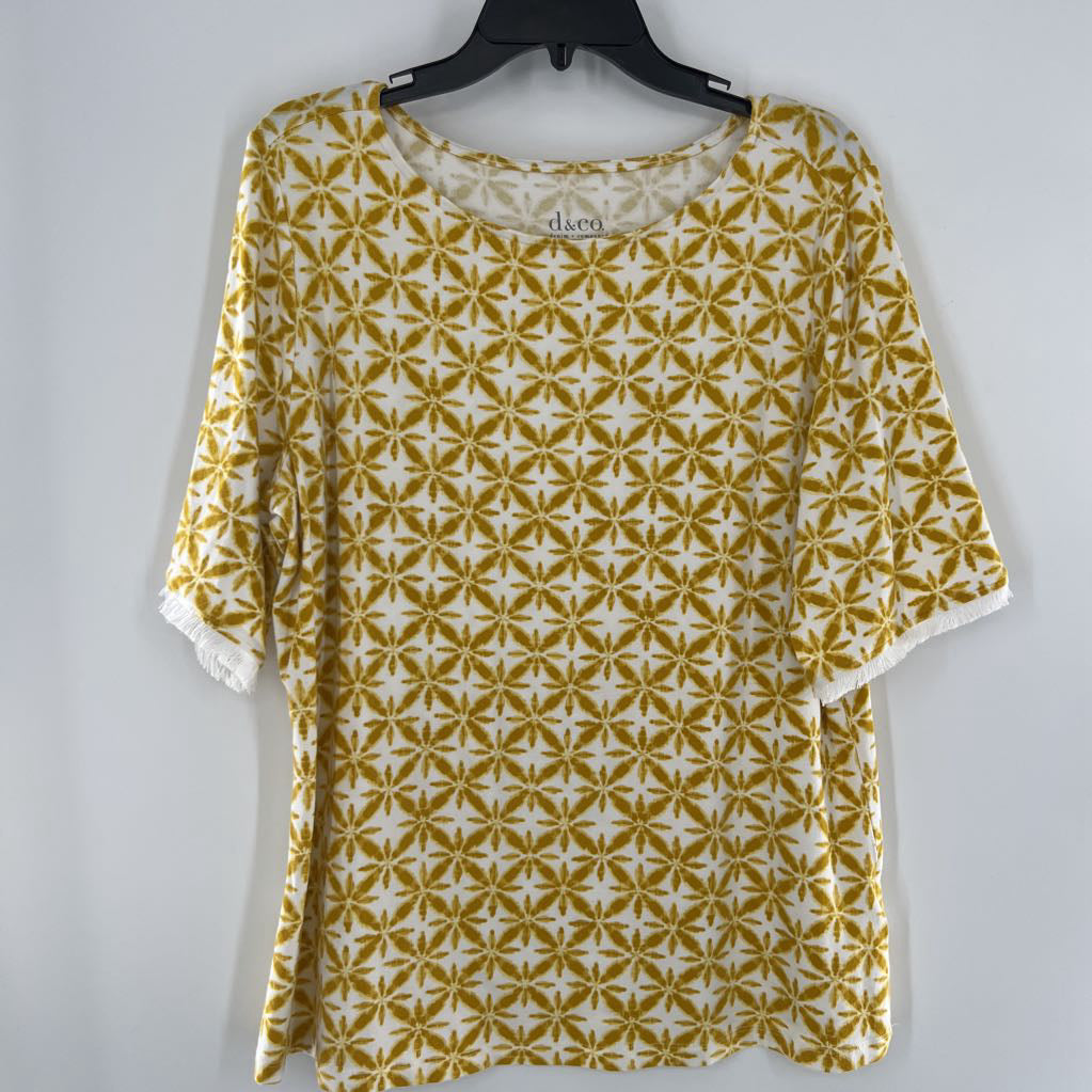 L s/s printed boat neck top
