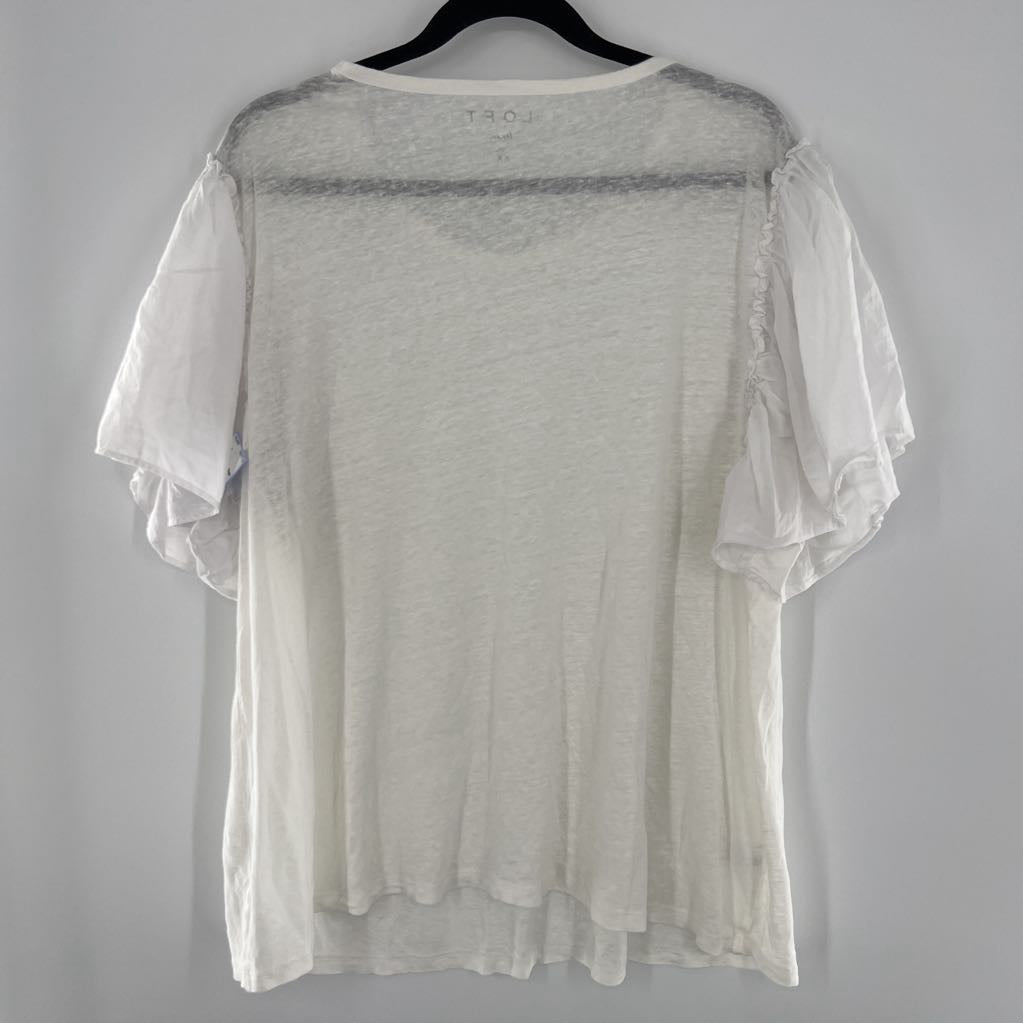 XXL ruffle slv linen top