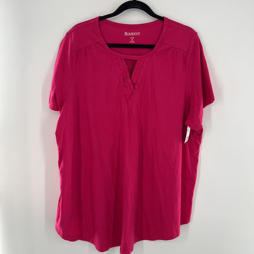 2x s/s pleated keygole top