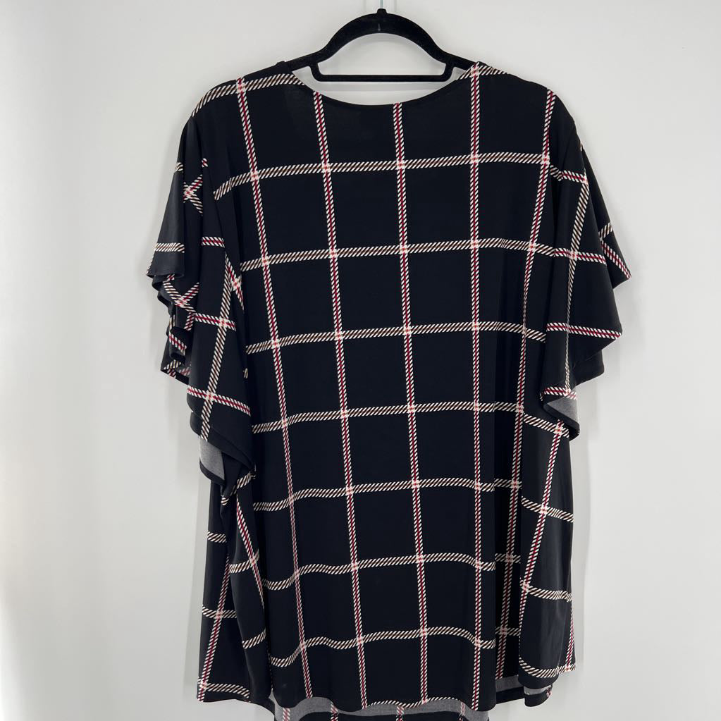 3x s/s windowpane pattern top