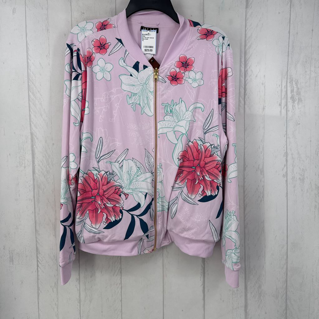 XL flo print zip-up jacket
