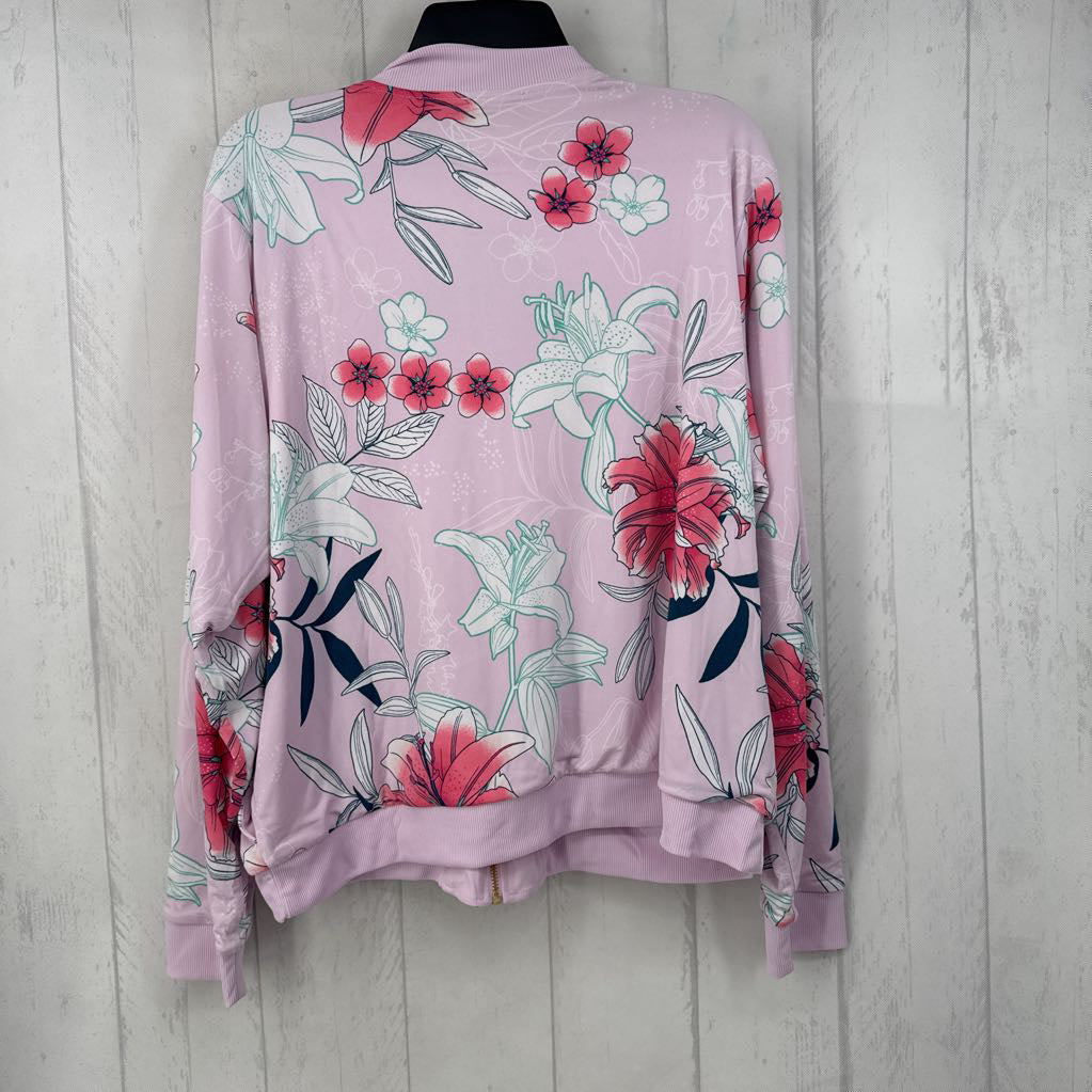 XL flo print zip-up jacket