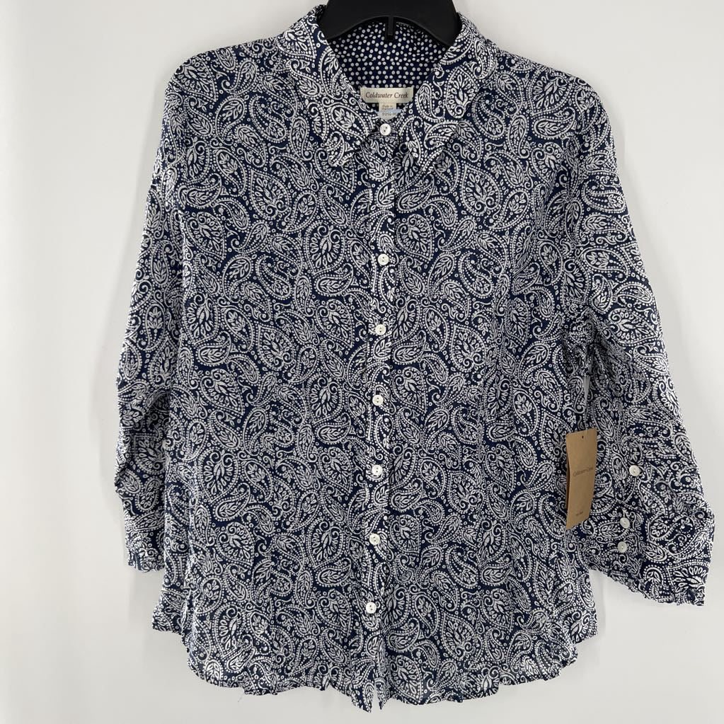 R75 XL 3/4 slv paisley button shirt