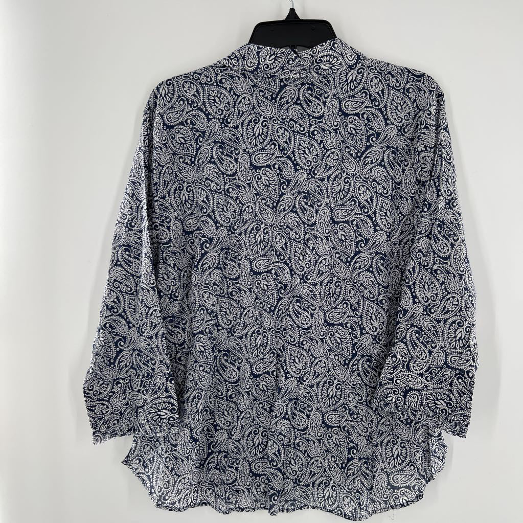 R75 XL 3/4 slv paisley button shirt