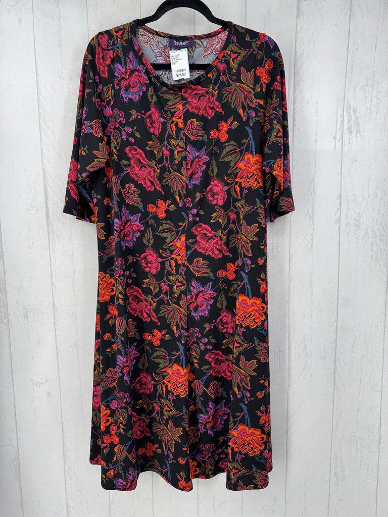 18/20 flo print elbow slv dress
