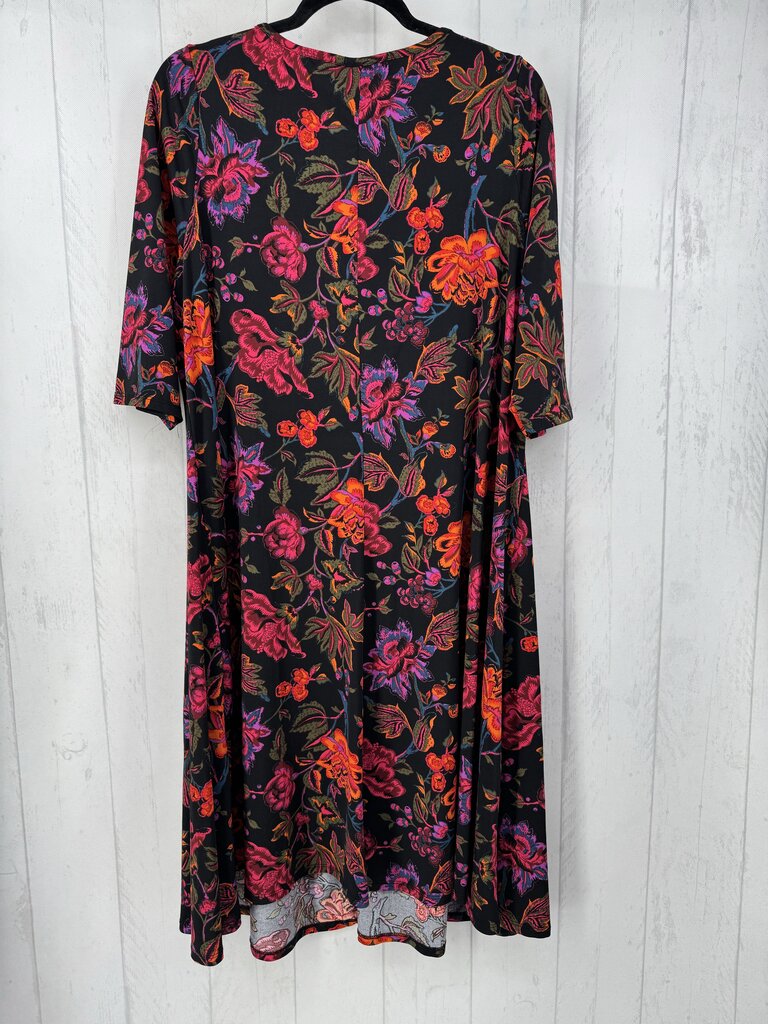 18/20 flo print elbow slv dress
