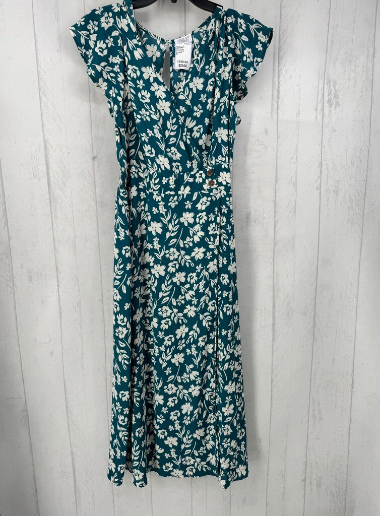 XL flo print crossover flutter slv dress