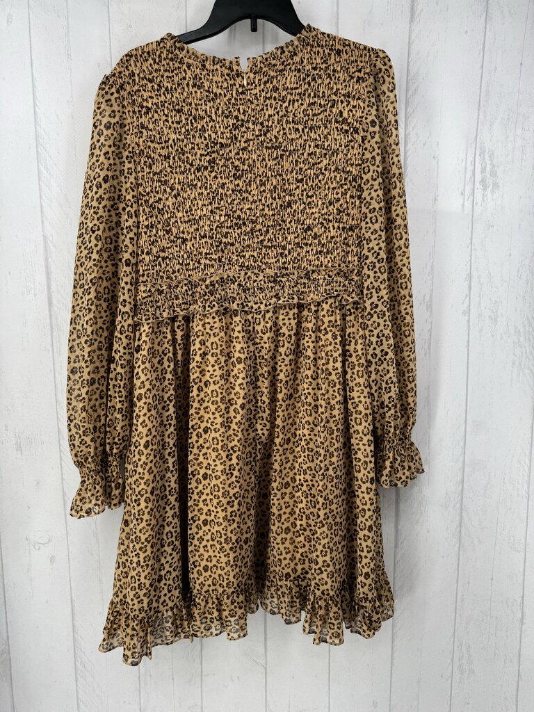 XL animal print smocked l/s dress
