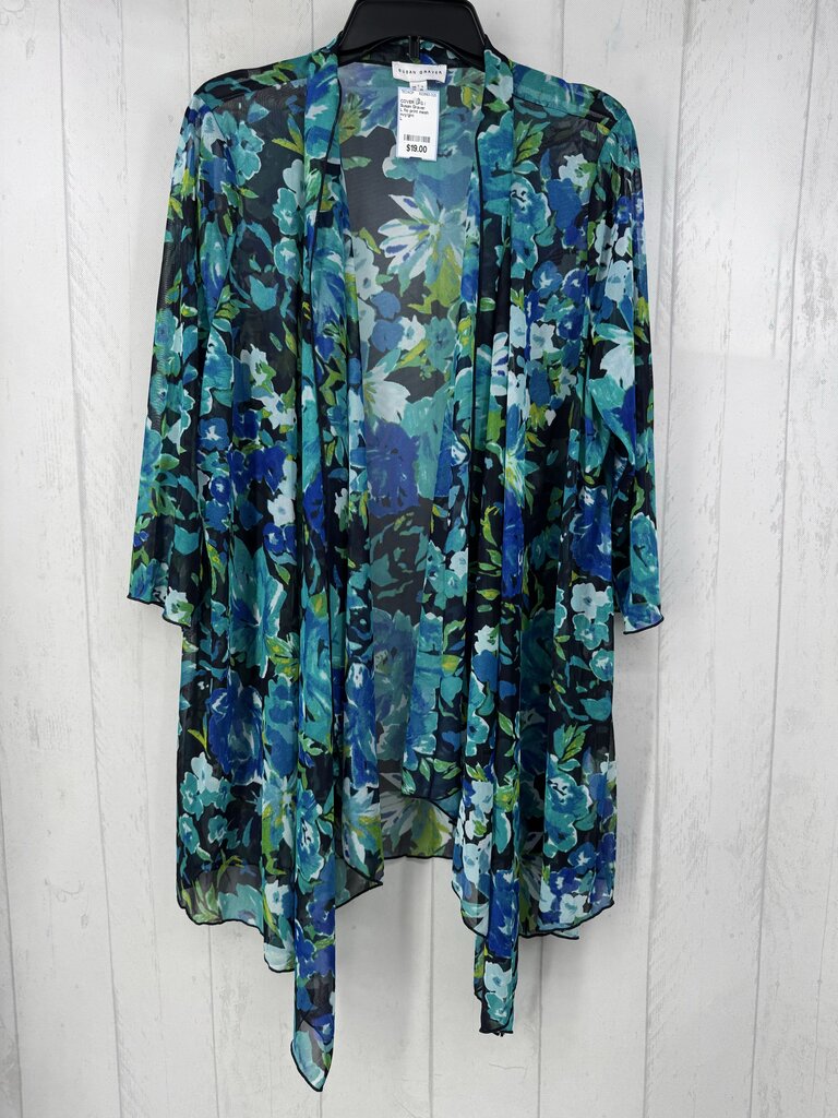 L flo print mesh cardi