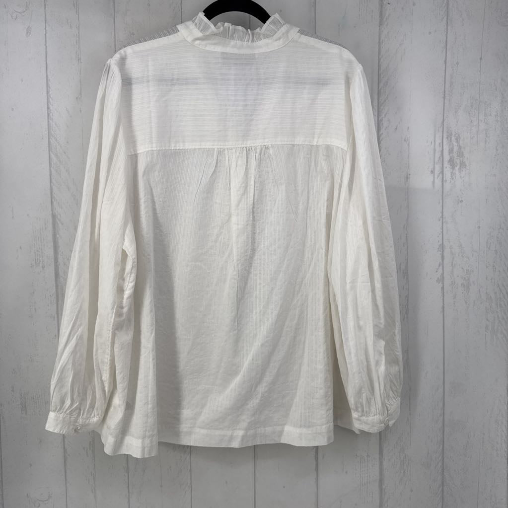 18/20 lace accent 1/2 button down l/s top