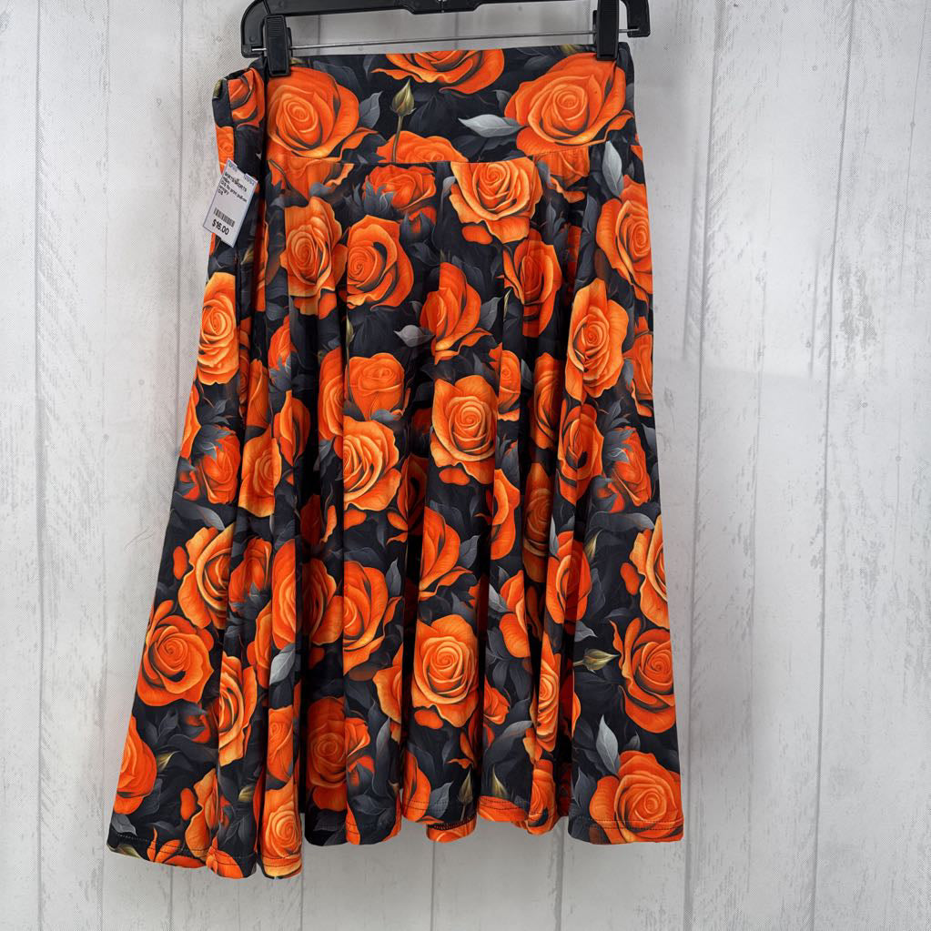 O/S flo print pull-on skirt