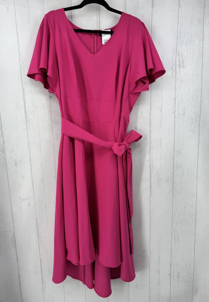 20 v-neck belted flutter slv dress