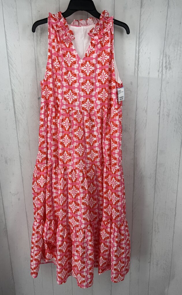 XL flo print tiered slvls dress