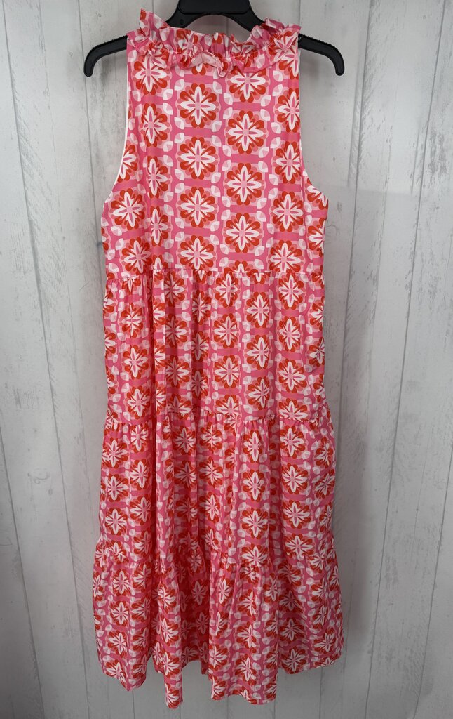 XL flo print tiered slvls dress