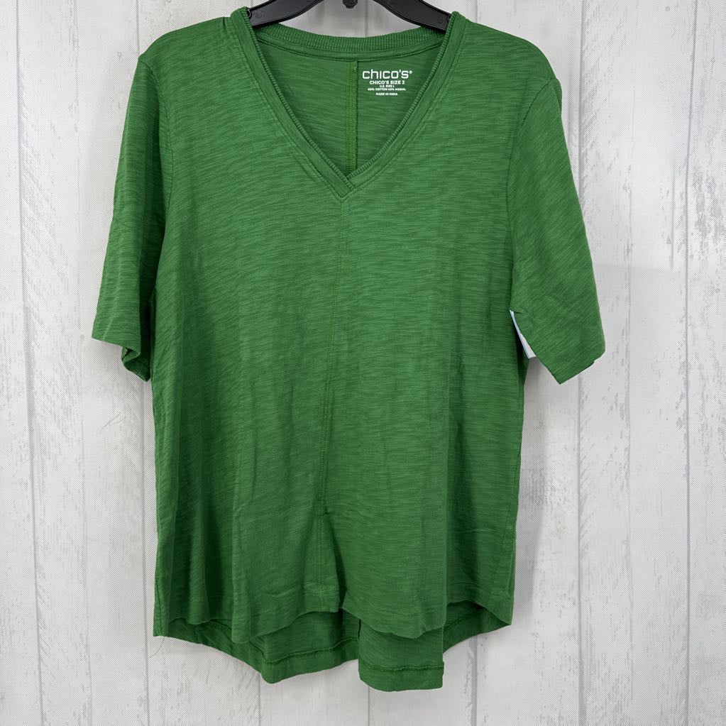 L v-neck elbow slv tee