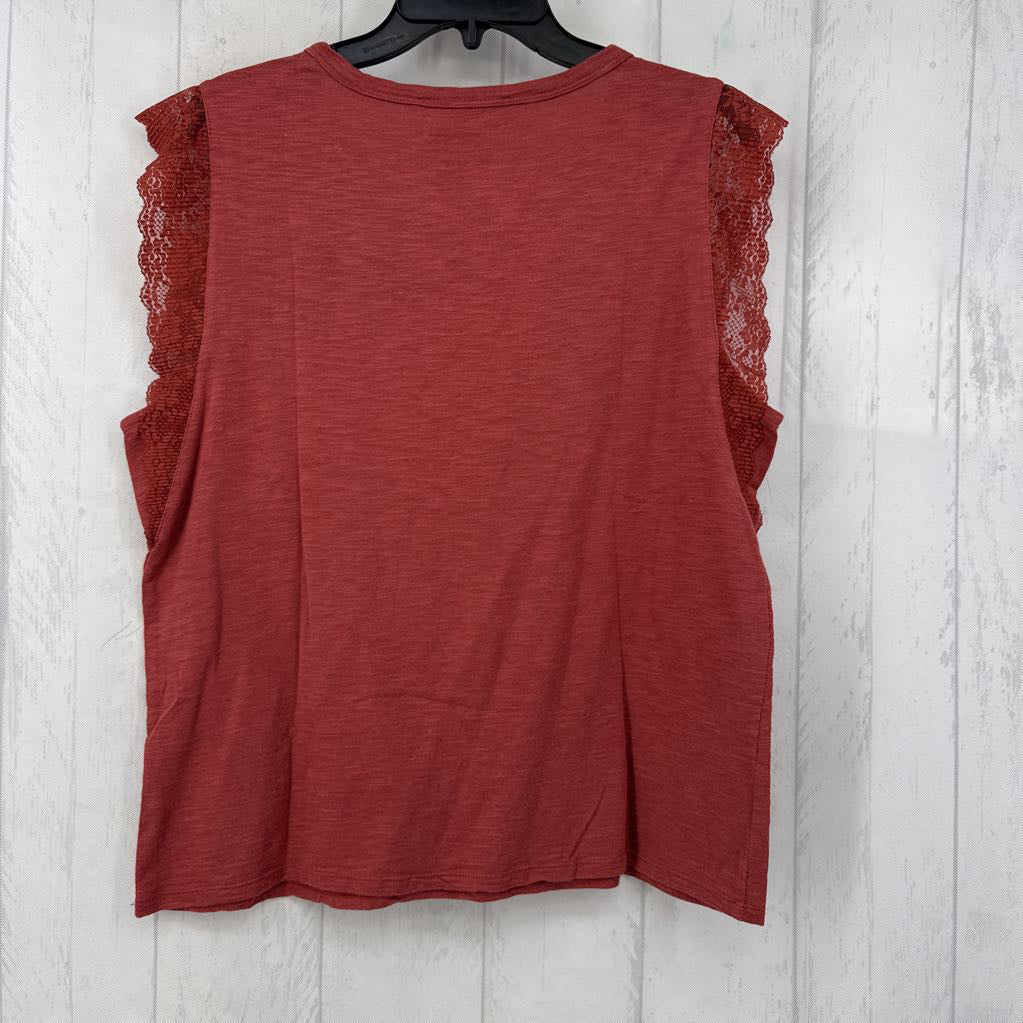 L round neck lace slv tee