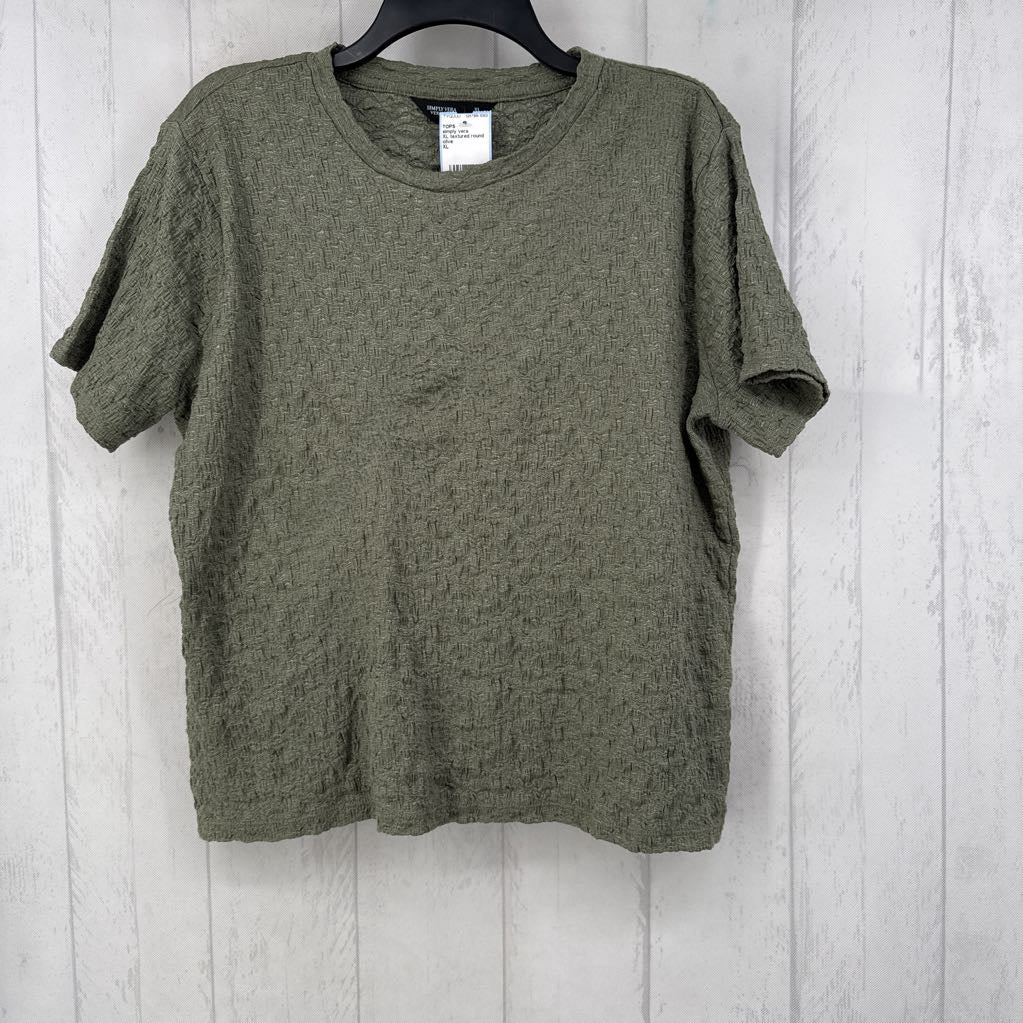 XL textured round neck s/s top