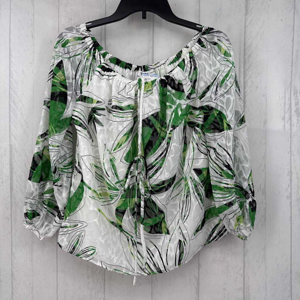 XS textured tie neck off the shoulder top