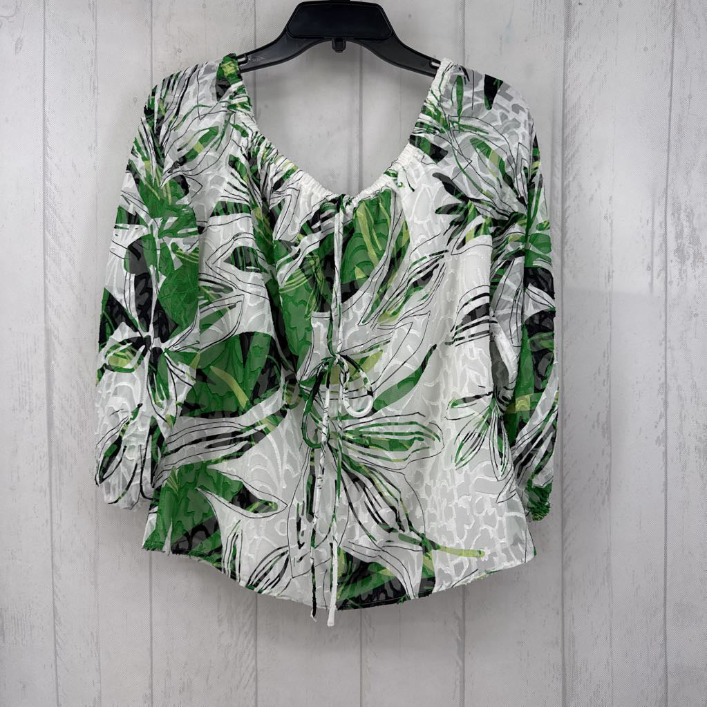 S textured tie neck off the shoulder top