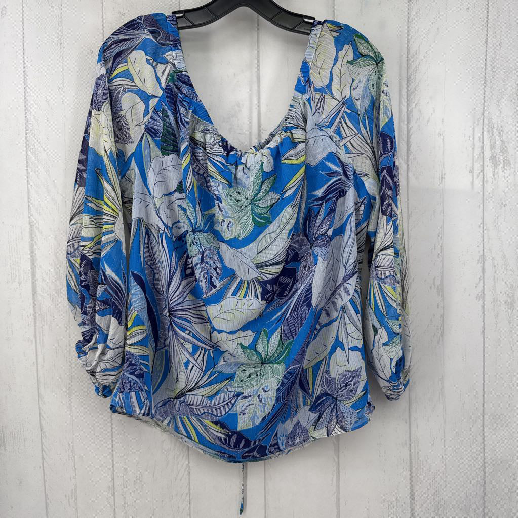 XL flo print tie neck off the shoulder top