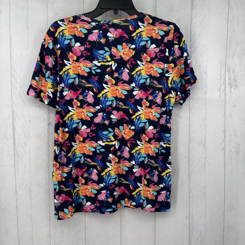 L flo print v-neck s/s tee