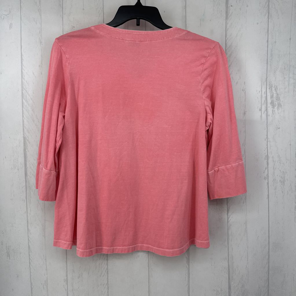 M split neck flo print s/s tee