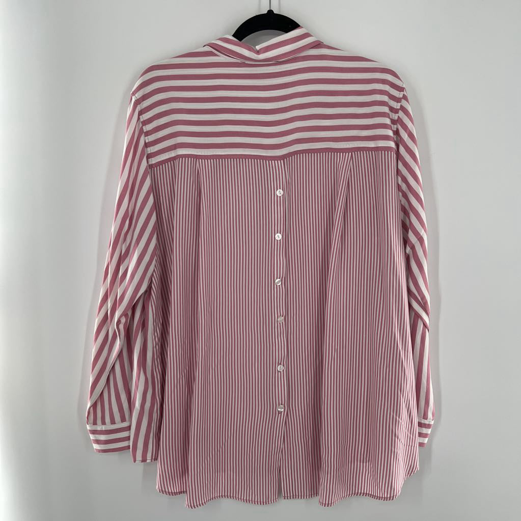1X striped button down l/s top